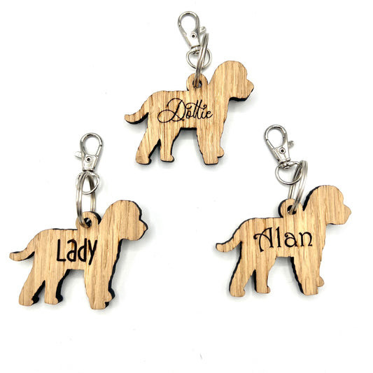 Personalised Cockapoo Keyring - cockapoo - Birthday Gift -  Keychain - Christmas - dog tag - personalised keyring - dog lover - Wooden Dog