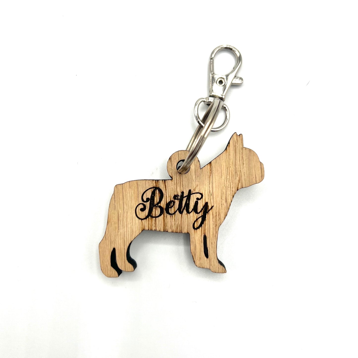 Personalised French Bulldog Keyring - Frenchie - Birthday Gift - dog lover - wooden Keychain - Christmas - dog tag - personalised keyring