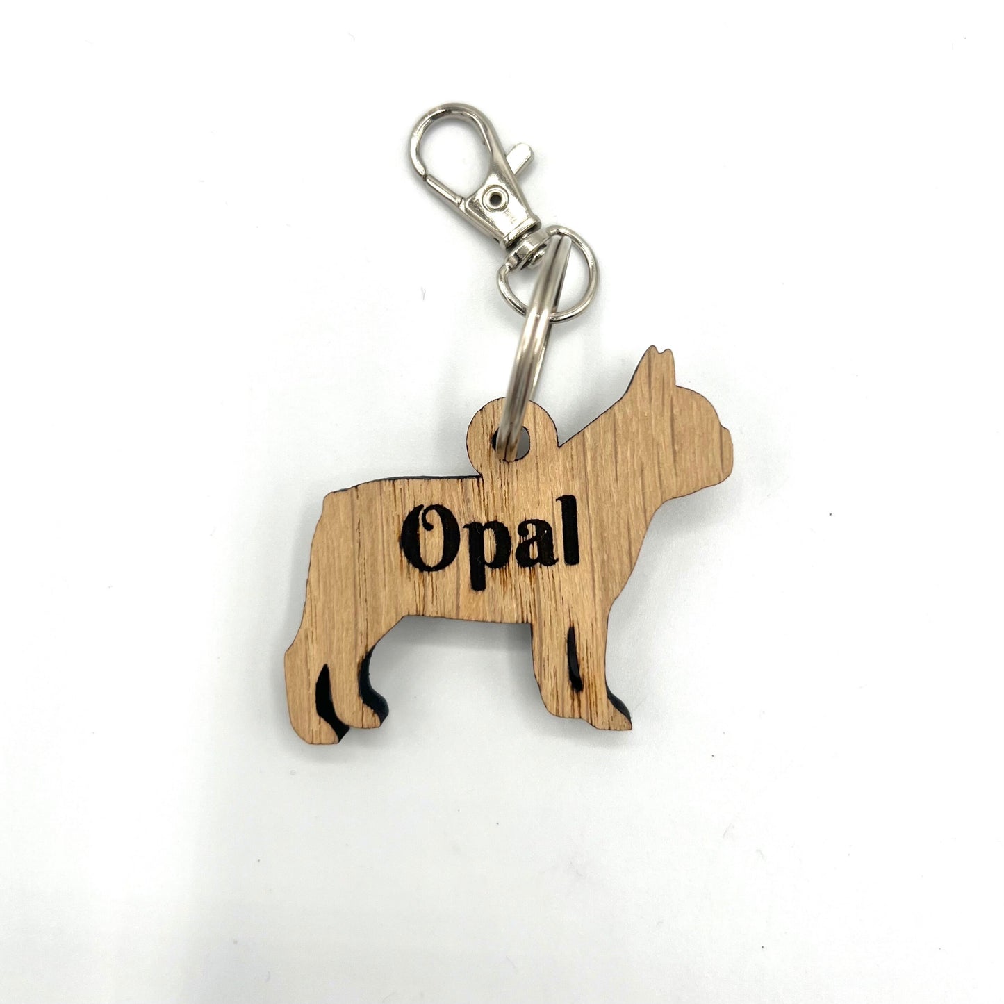 Personalised French Bulldog Keyring - Frenchie - Birthday Gift - dog lover - wooden Keychain - Christmas - dog tag - personalised keyring