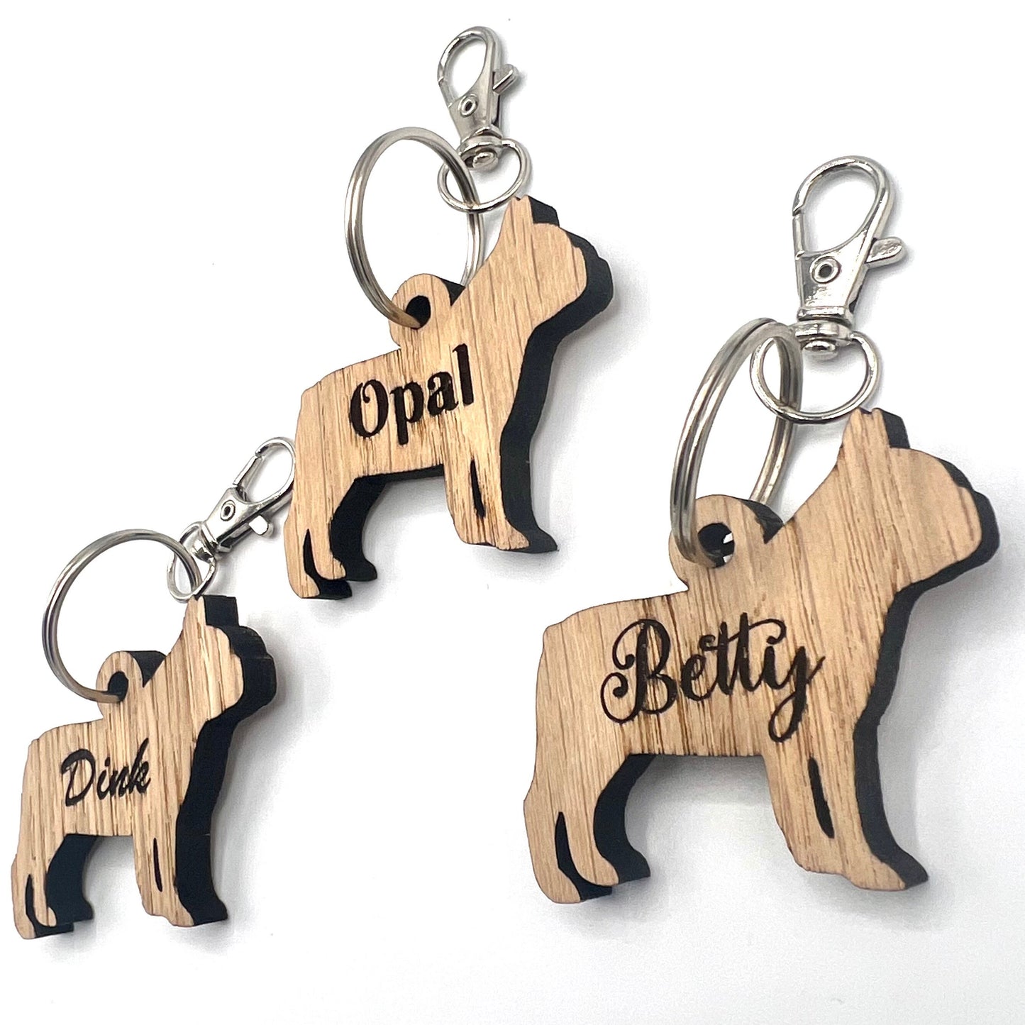 Personalised French Bulldog Keyring - Frenchie - Birthday Gift - dog lover - wooden Keychain - Christmas - dog tag - personalised keyring