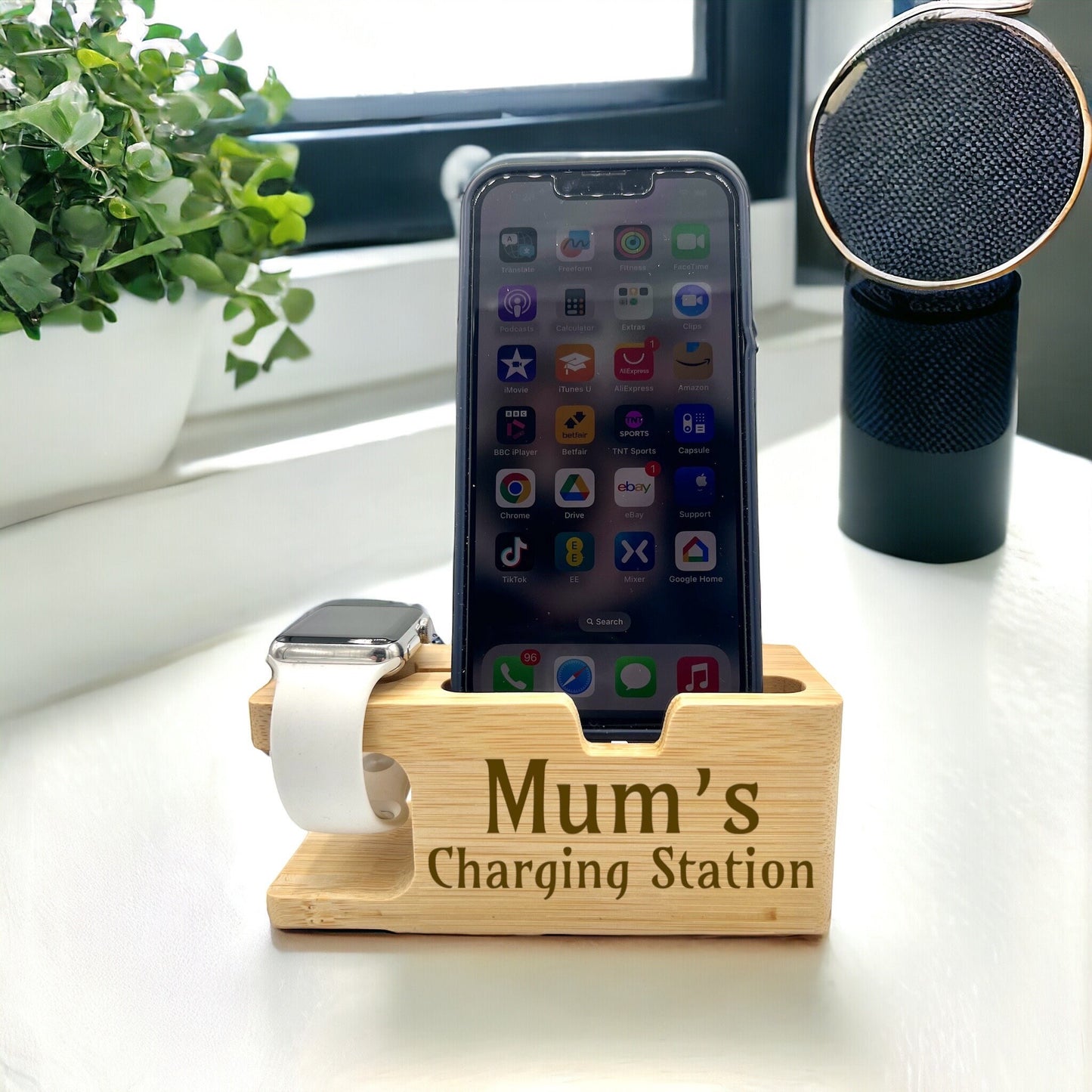 Personalised Phone and Watch Docking Station - Phone Holder - Watch Holder - Personalised Gift - Birthday Present - Fathers Day - Christmas
