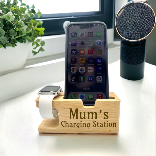Personalised Phone and Watch Docking Station - Phone Holder - Watch Holder - Personalised Gift - Birthday Present - Fathers Day - Christmas
