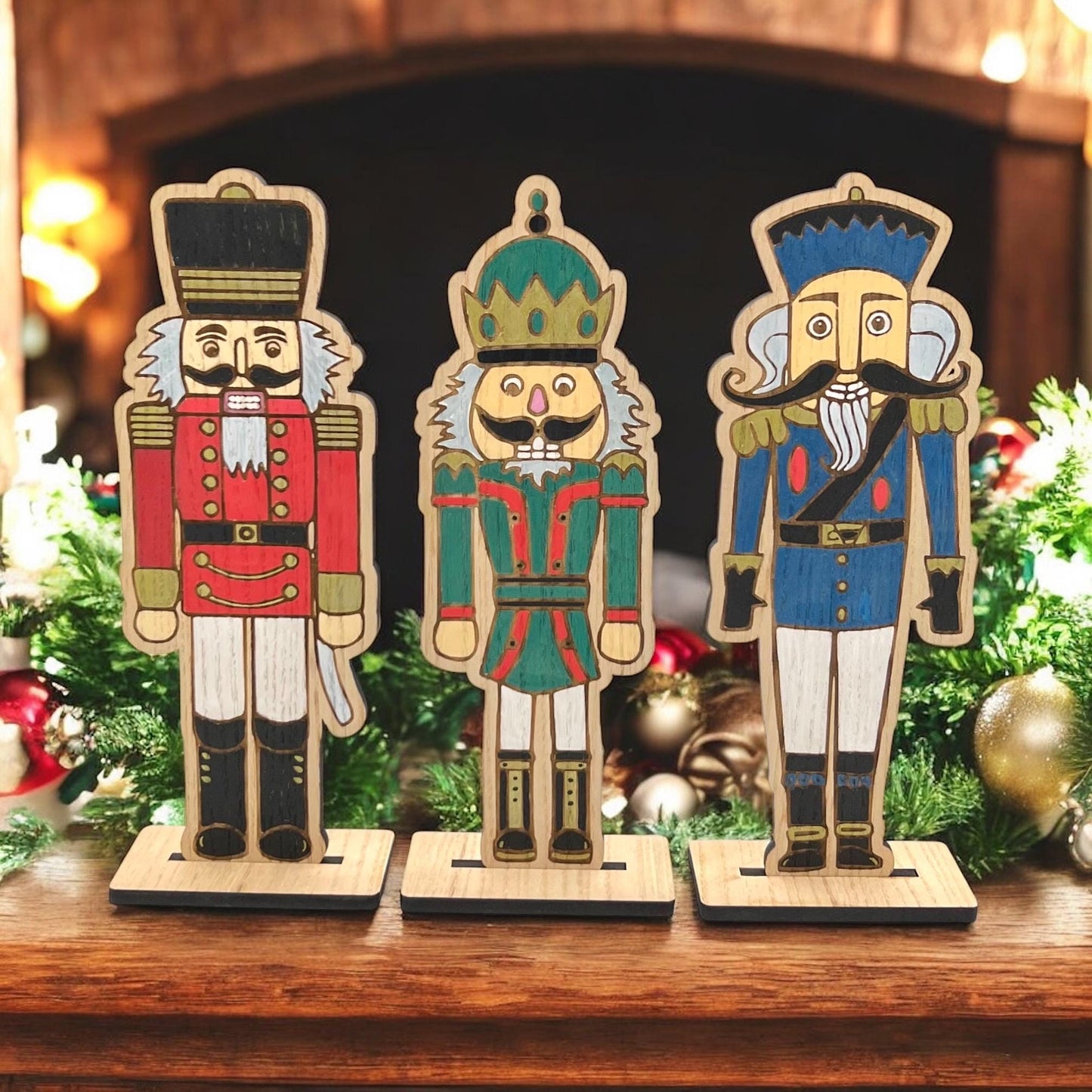 Wooden Nutcracker Ornaments - Christmas Decorations - holiday decoration - Christmas Nucrackers - Xmas Decor - Hand Painted Wooden Decor