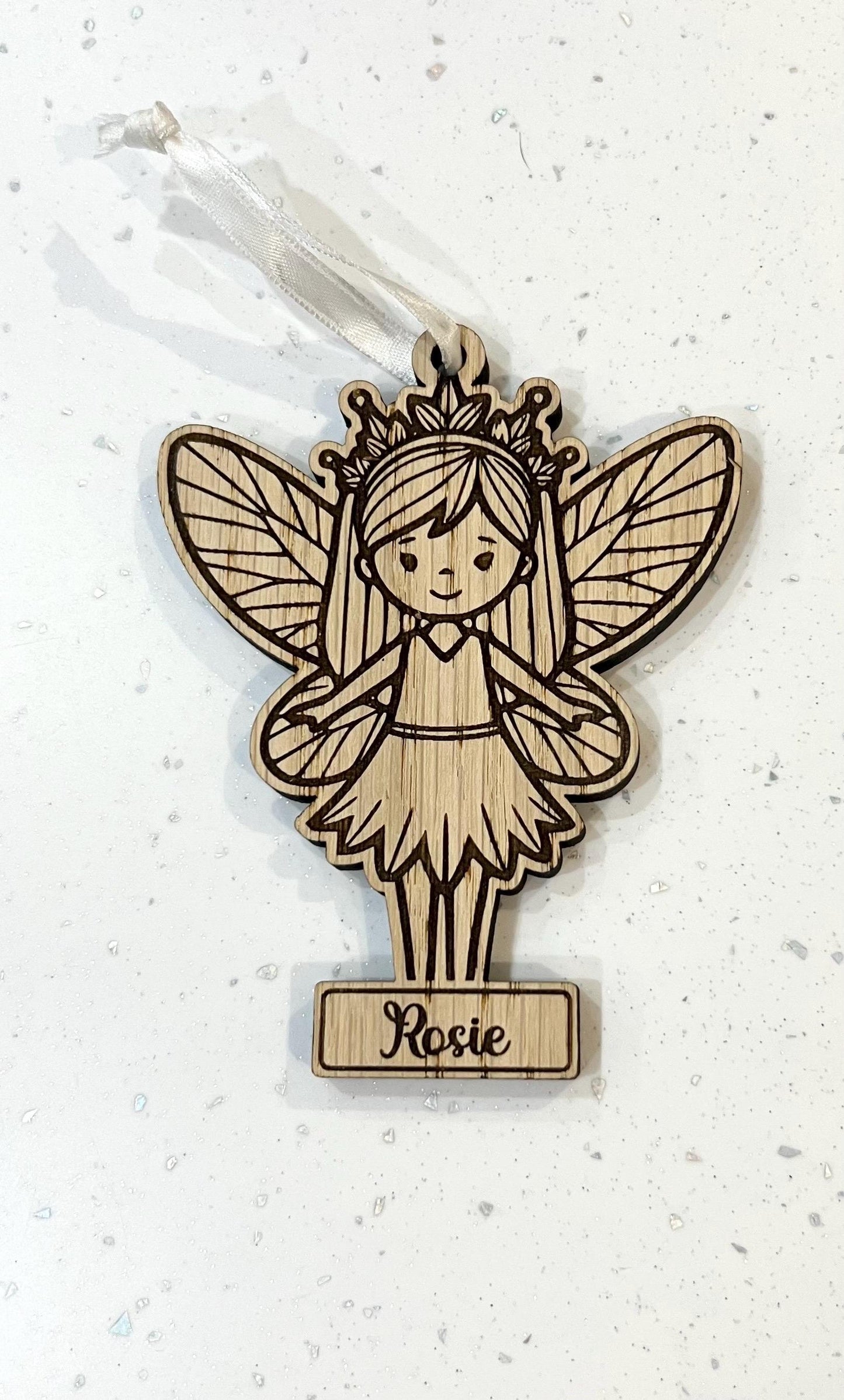 Personalised Fairy Christmas Tree Decoration | Wooden Fairy Ornament
