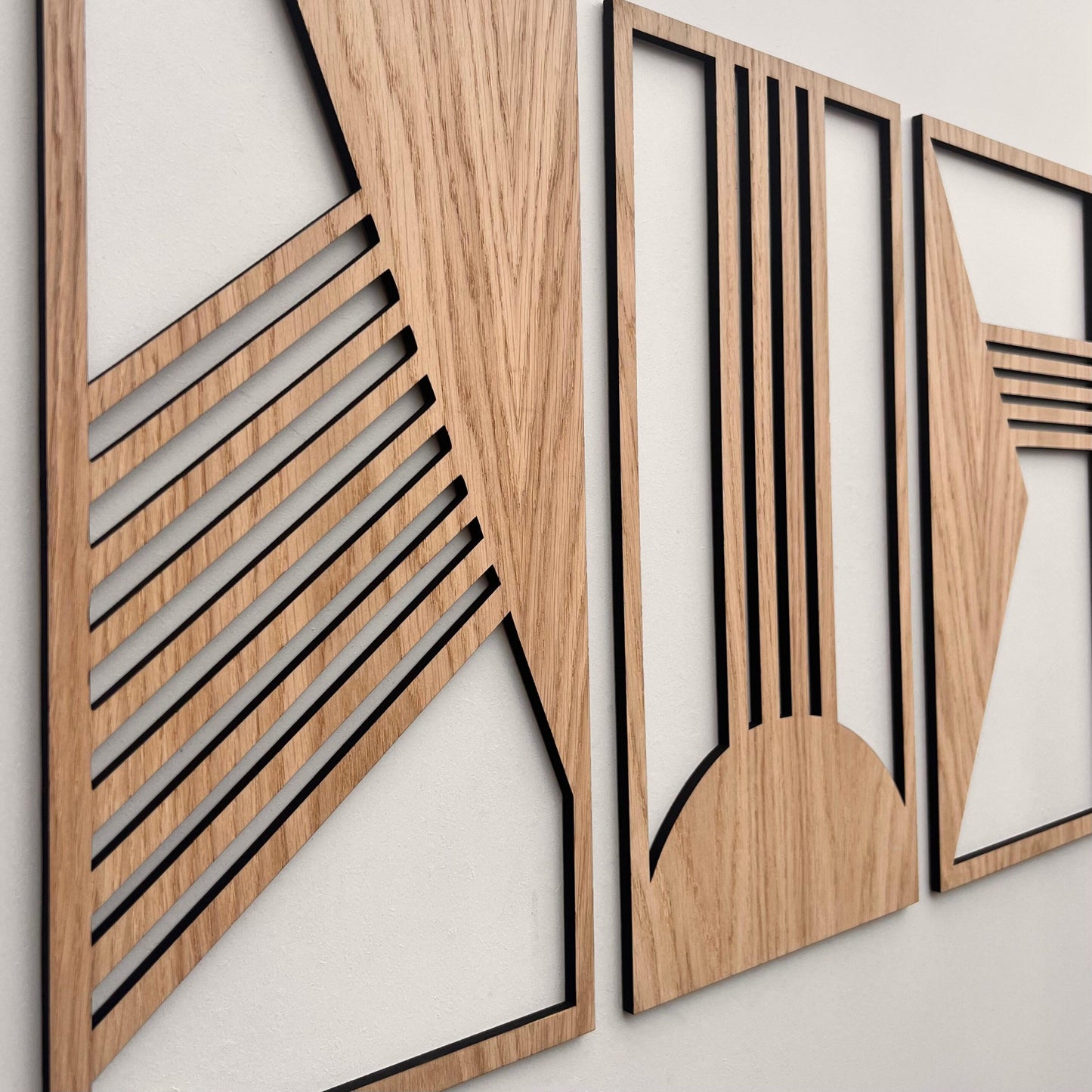 Frank Lloyd Wright Inspired Wooden Wall Art | 3 Panel Geometric Wall Décor