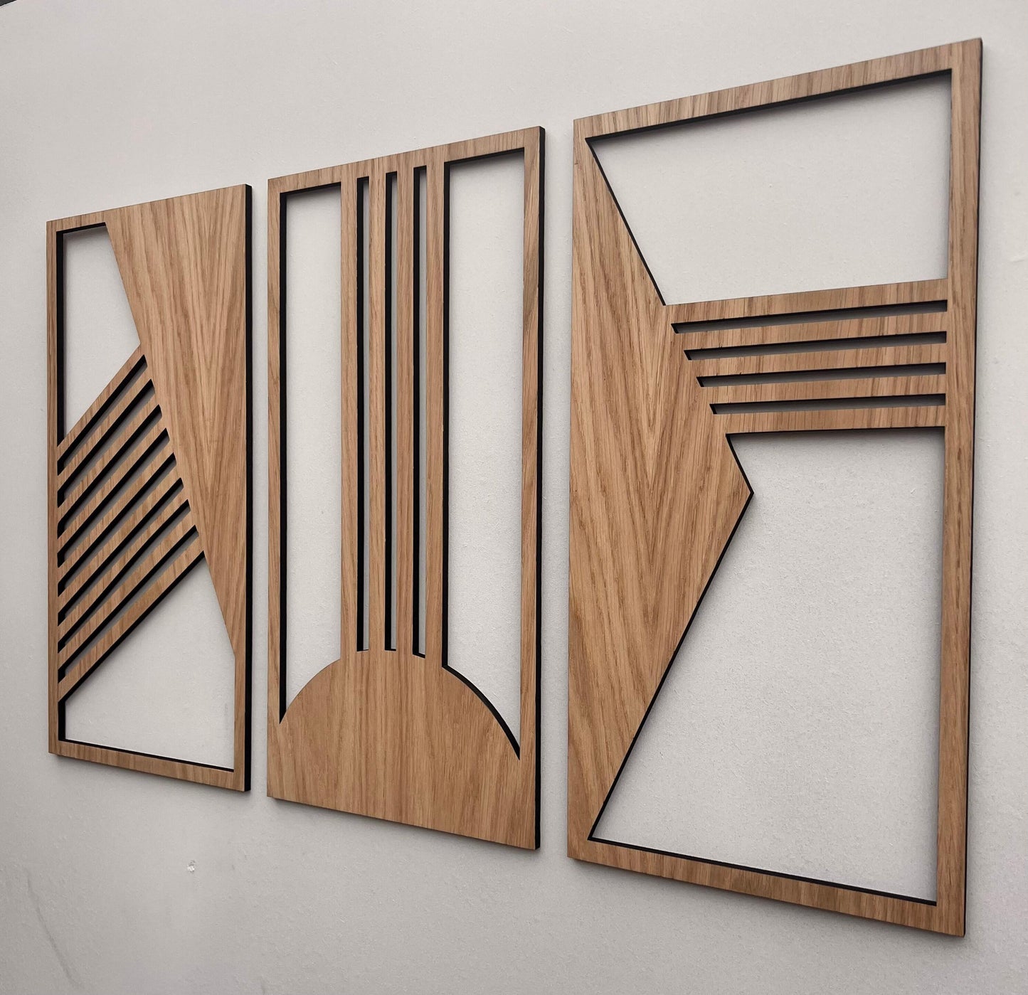 Frank Lloyd Wright Inspired Wooden Wall Art | 3 Panel Geometric Wall Décor