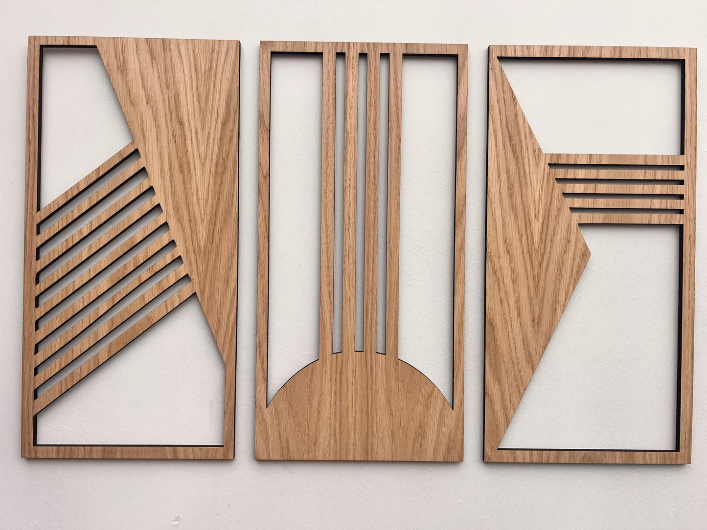 Frank Lloyd Wright Inspired Wooden Wall Art | 3 Panel Geometric Wall Décor