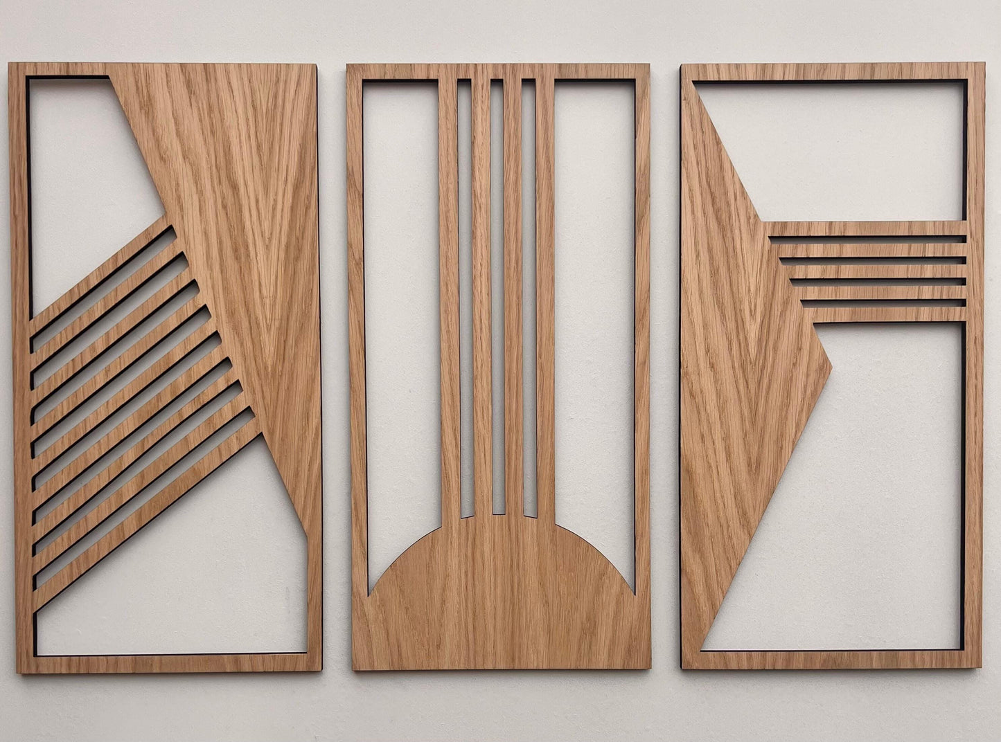 Frank Lloyd Wright Inspired Wooden Wall Art | 3 Panel Geometric Wall Décor