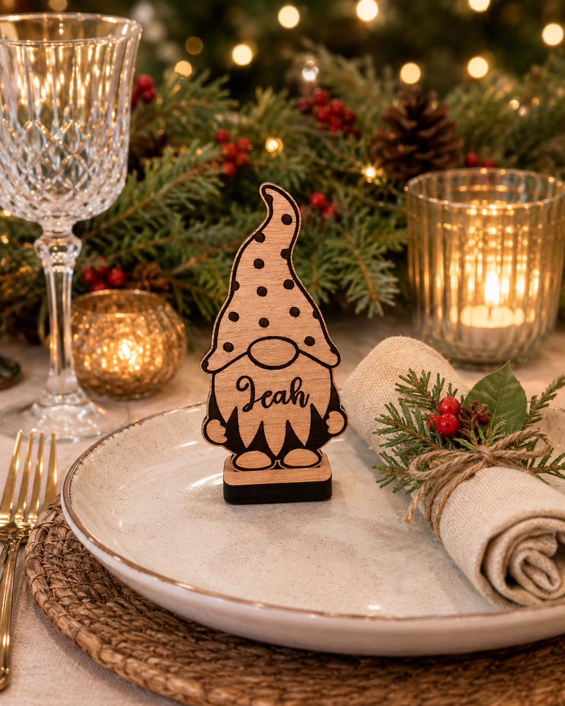 Custom Christmas dinner table name stand