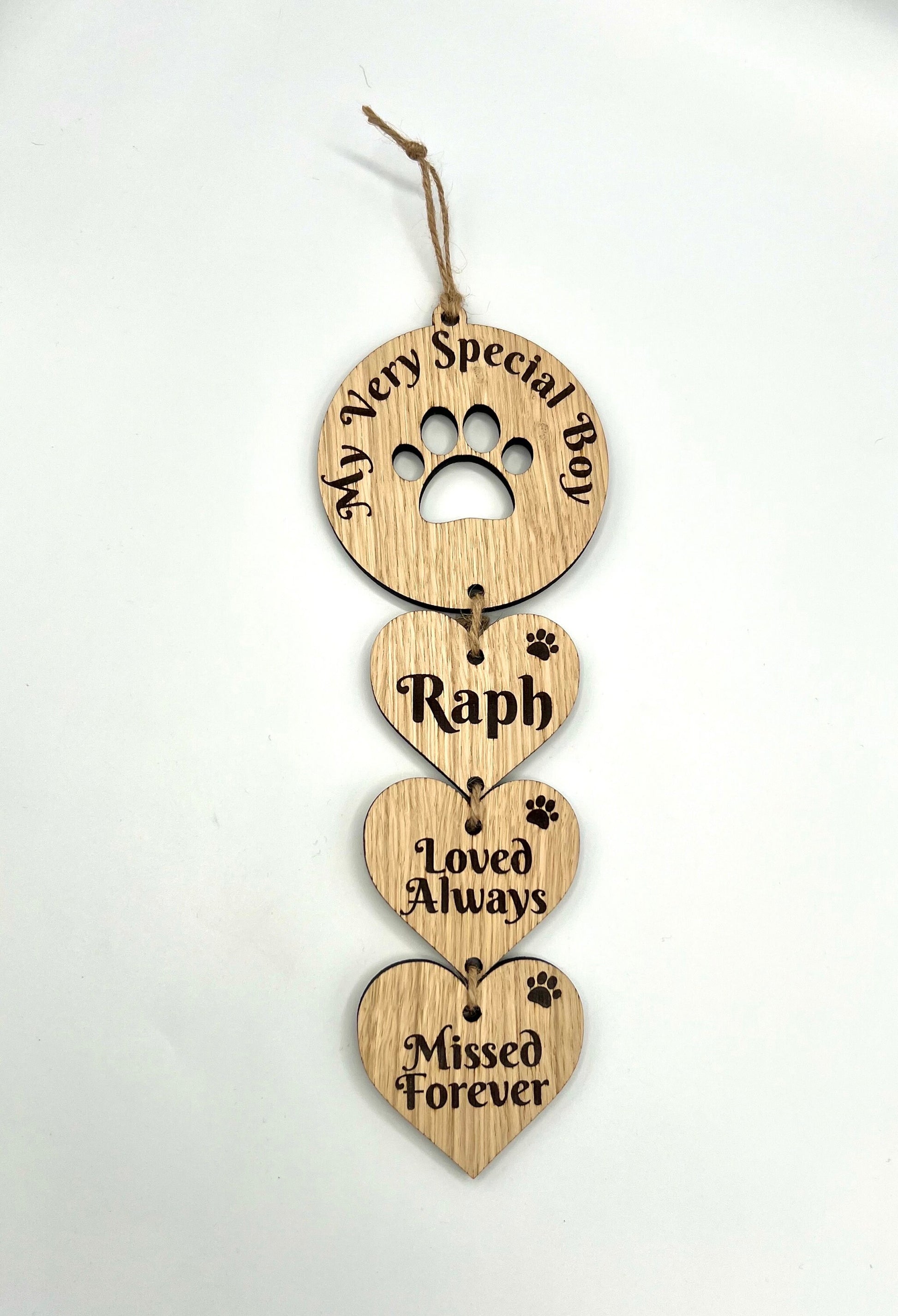 Wooden pet memorial gift with pet name