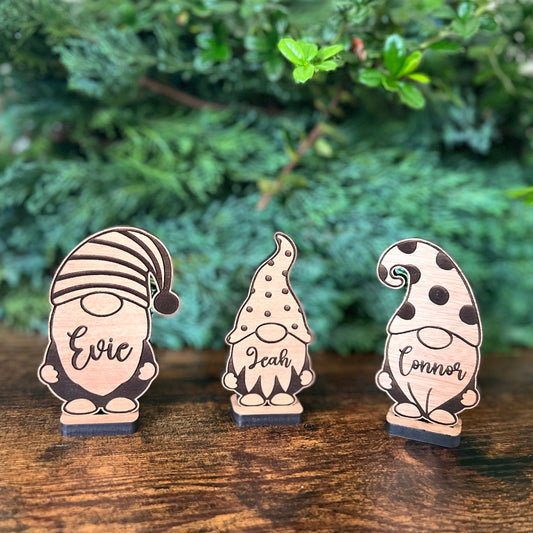 Christmas gonk place setting with engraved guest name