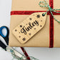 Engraved oak wooden Christmas gift tag decoration