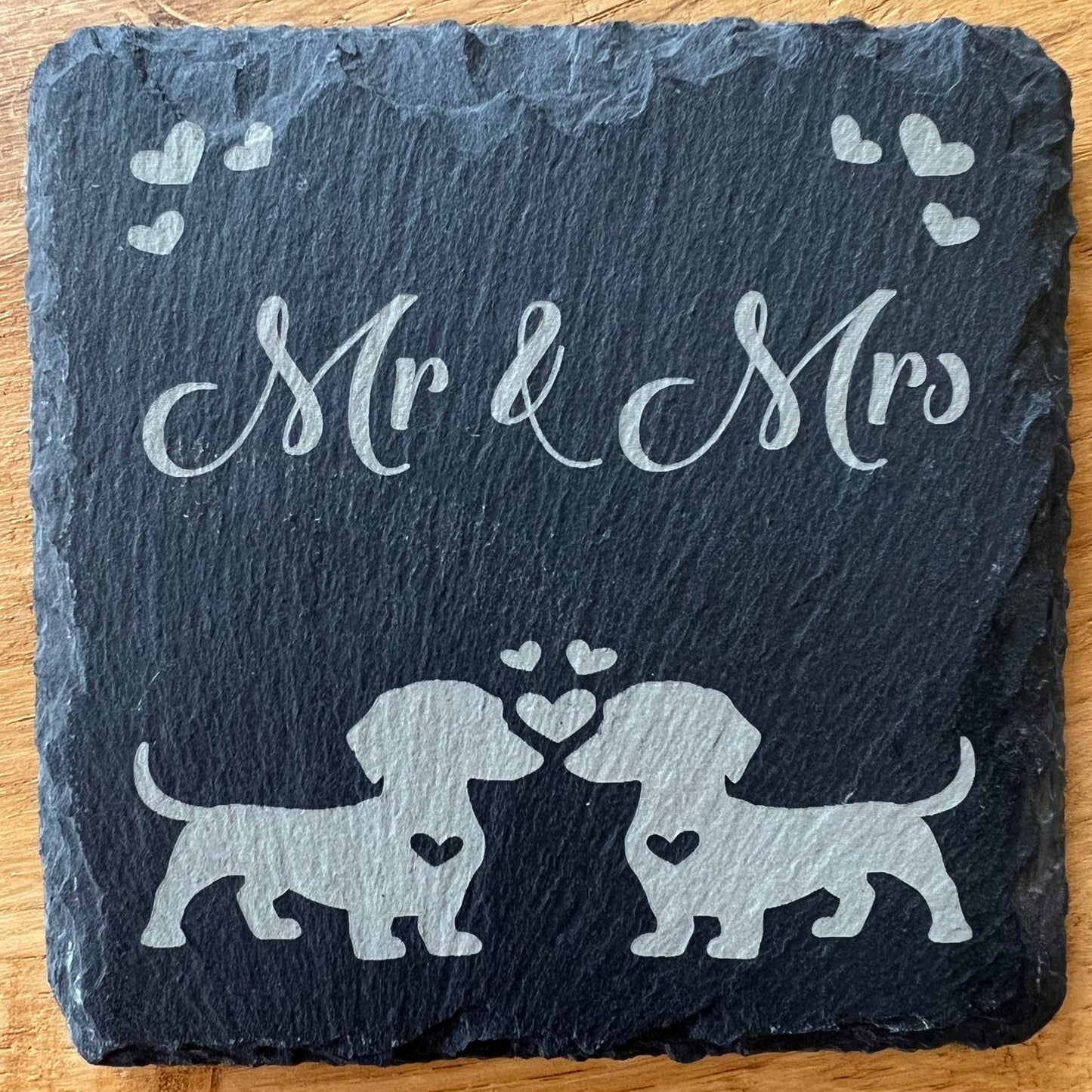 Mr & Mrs Dachshund Slate Coaster
