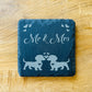 Mr and Mrs Dachshund slate coaster with sausage dog design