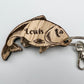 Personalised wooden fish keyring with engraved name
