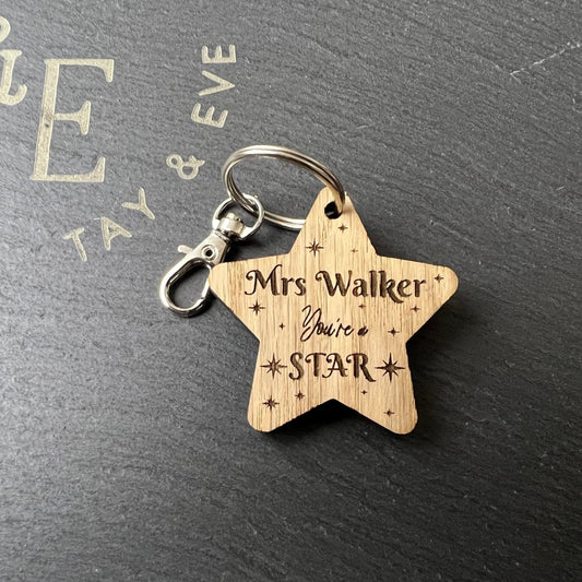 Personalised You're a Star Teacher keyring
