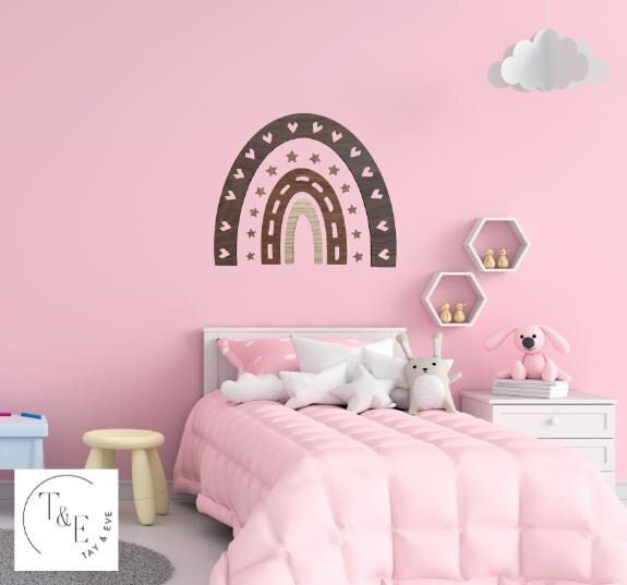 Rainbow Wooden Wall Art - Nursery Decor Wooden Wall Art - Wood, Nursery Wall Art, Children's Bedroom, Baby Room, Girls Bedroom, Playroom