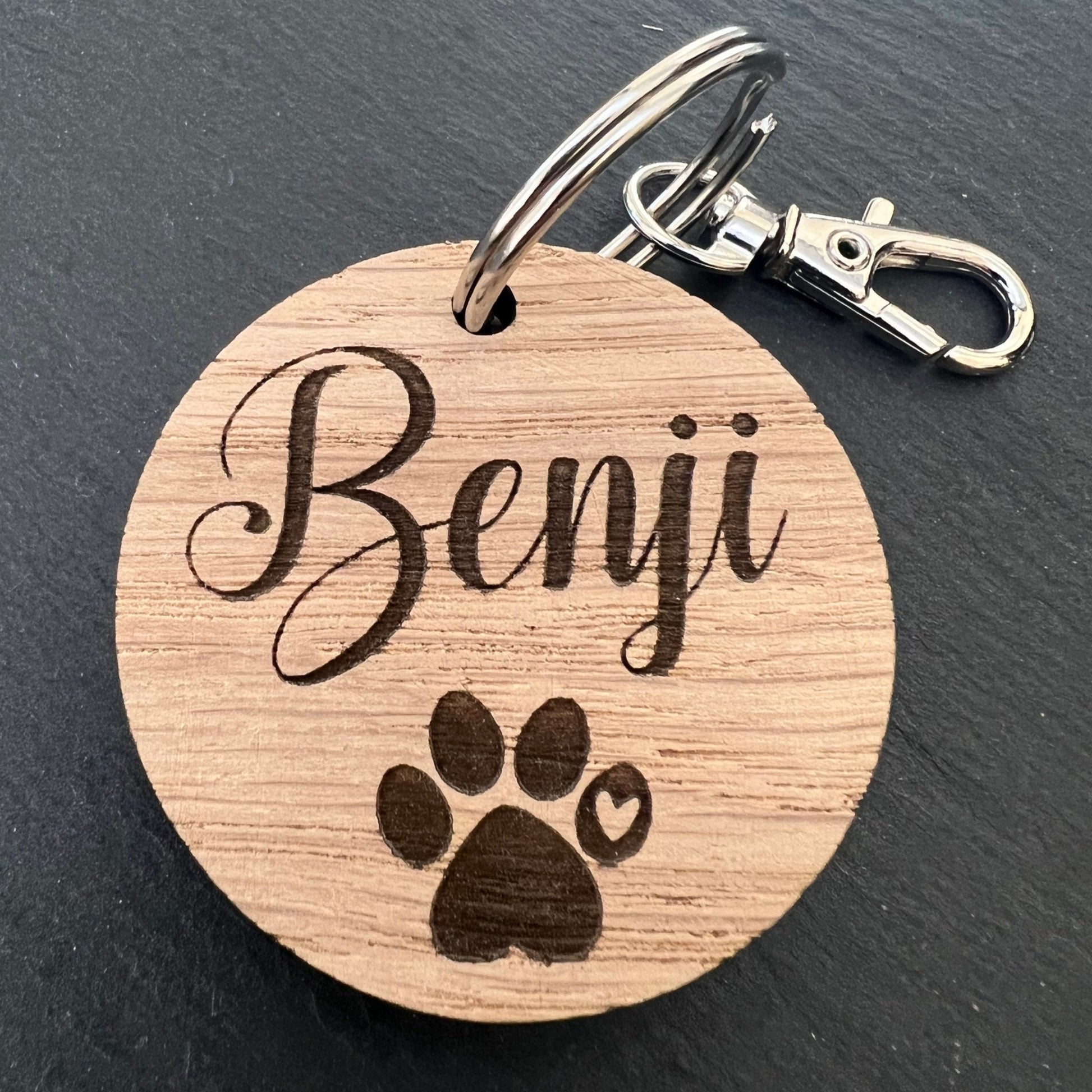 Personalised Dog Paw Name Keyring