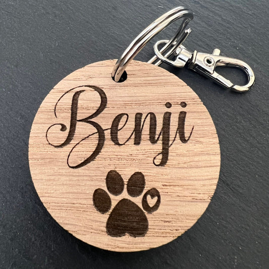 Personalised Dog Paw Name Keyring