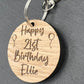 21st Birthday Personalised Keyring 
