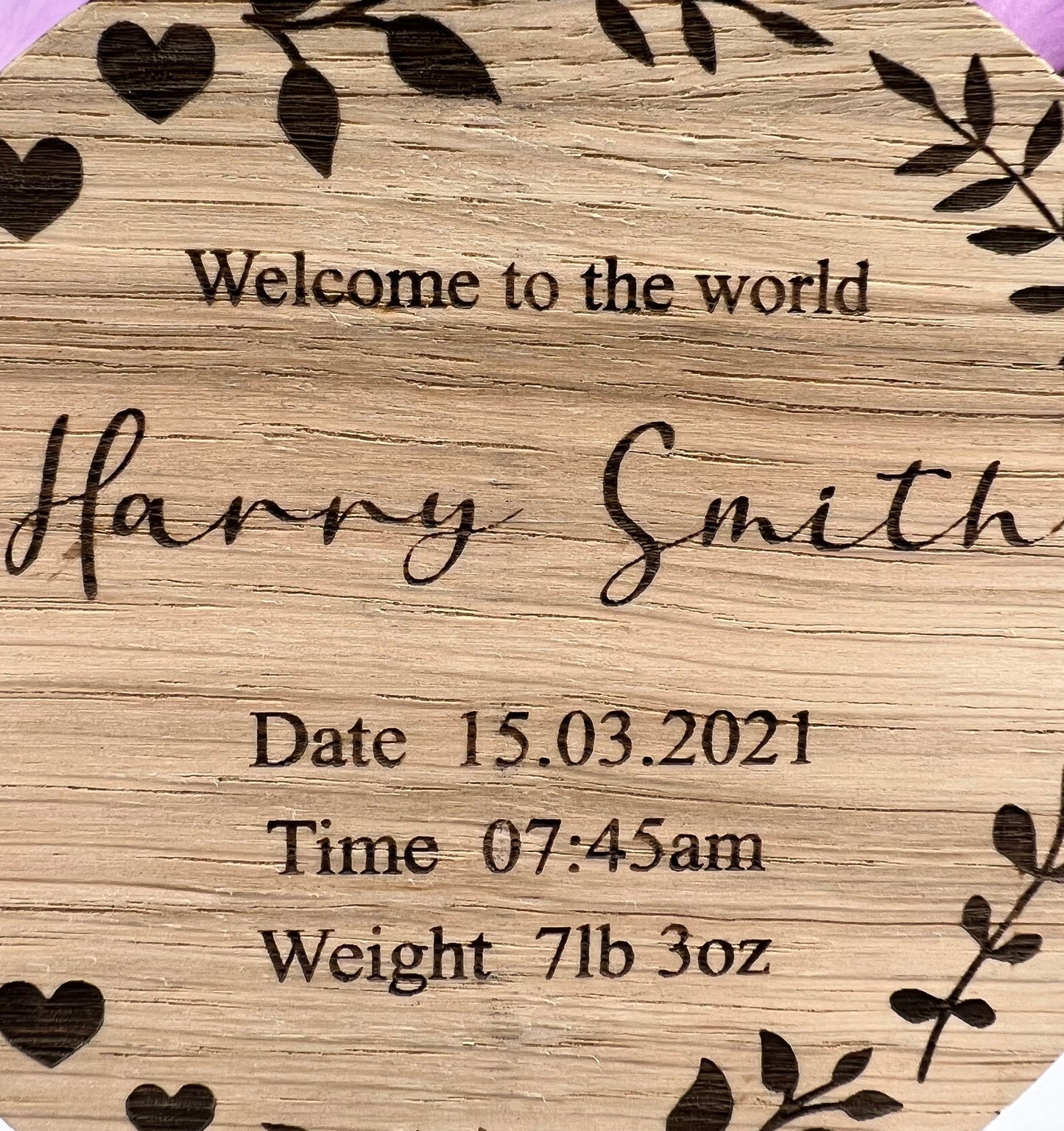 Personalised New Born Baby Name Plaque