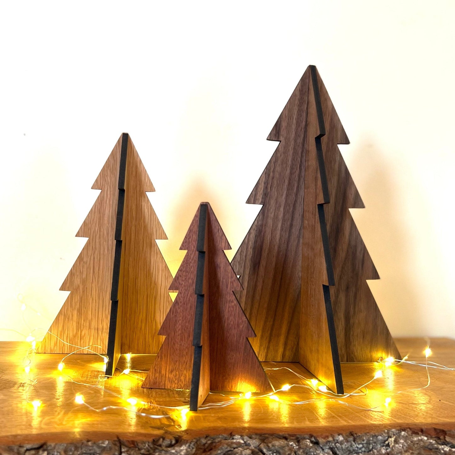 Set of Three Wooden Christmas Trees