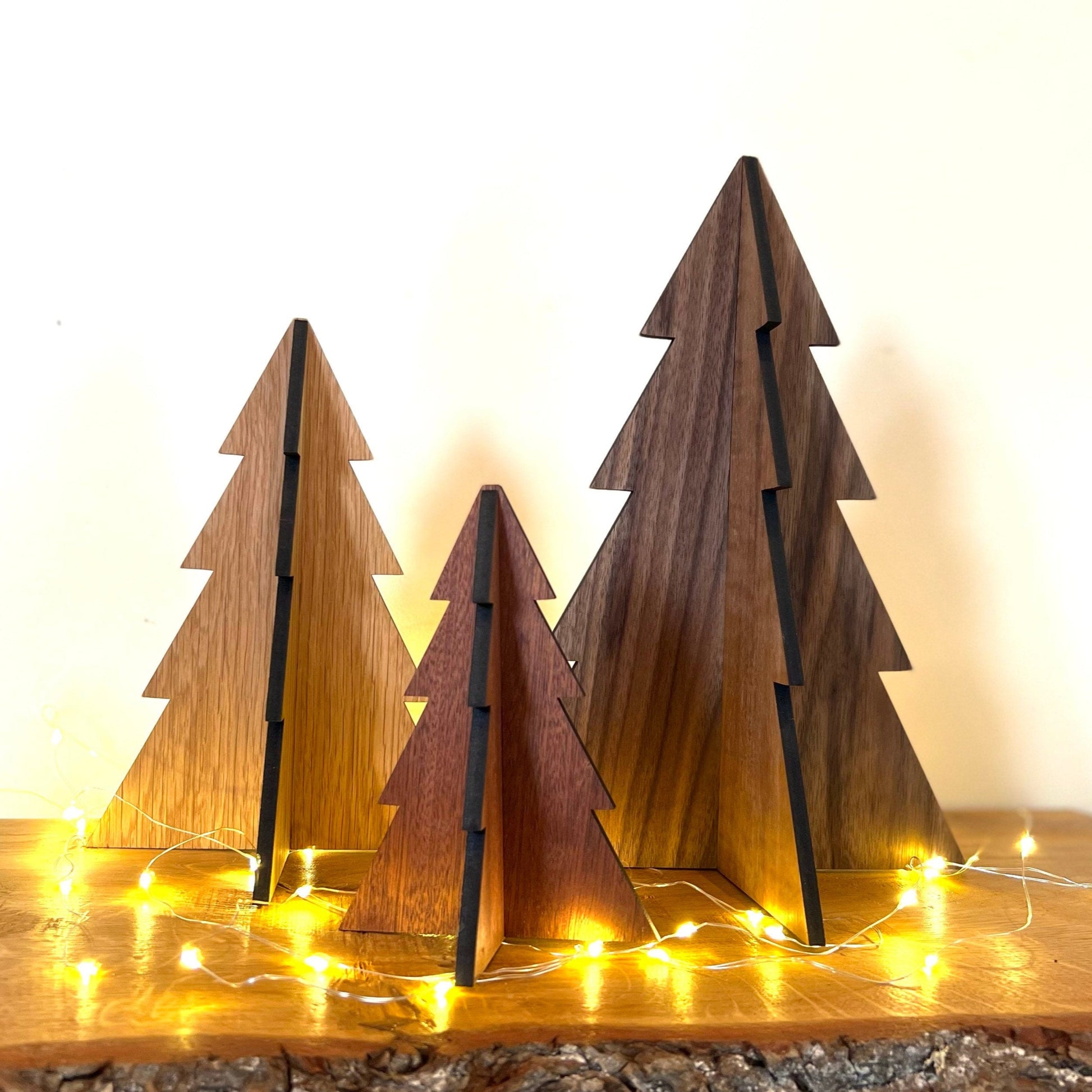Set of Three Wooden Christmas Trees
