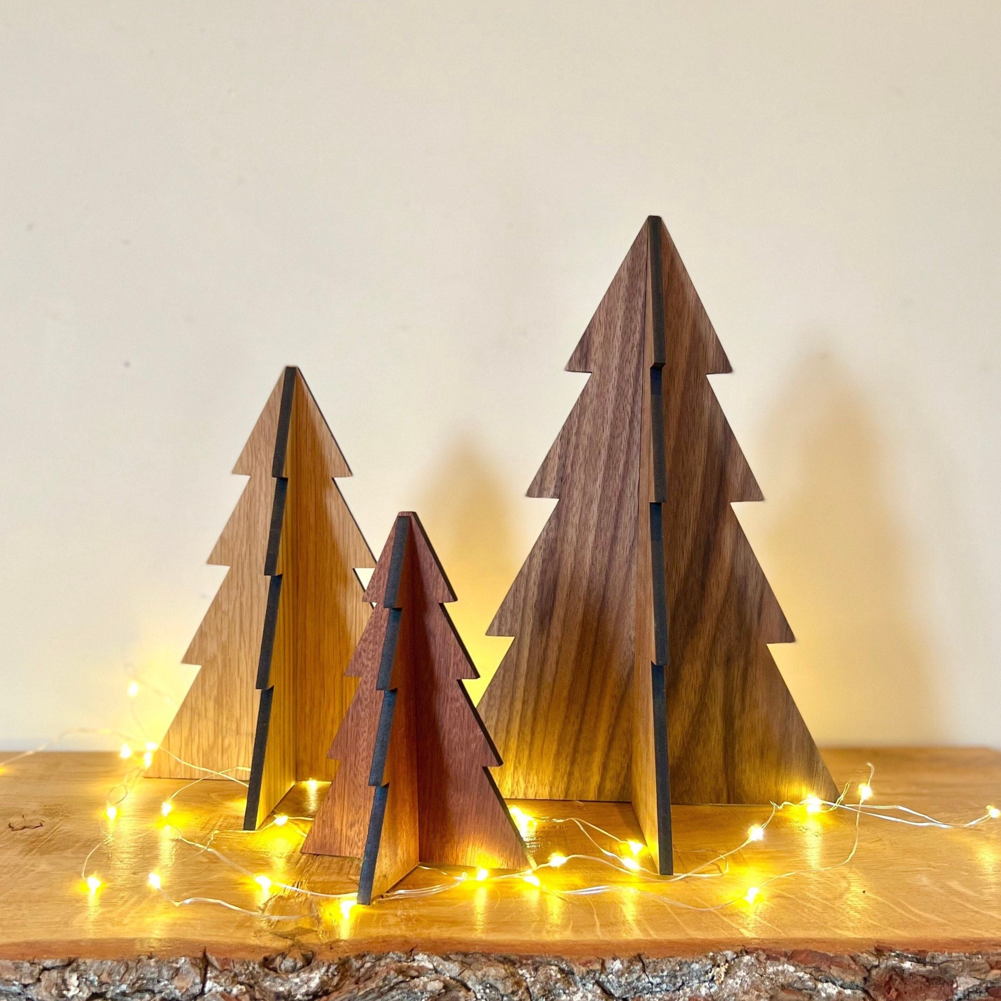 Set of Three Wooden Christmas Trees