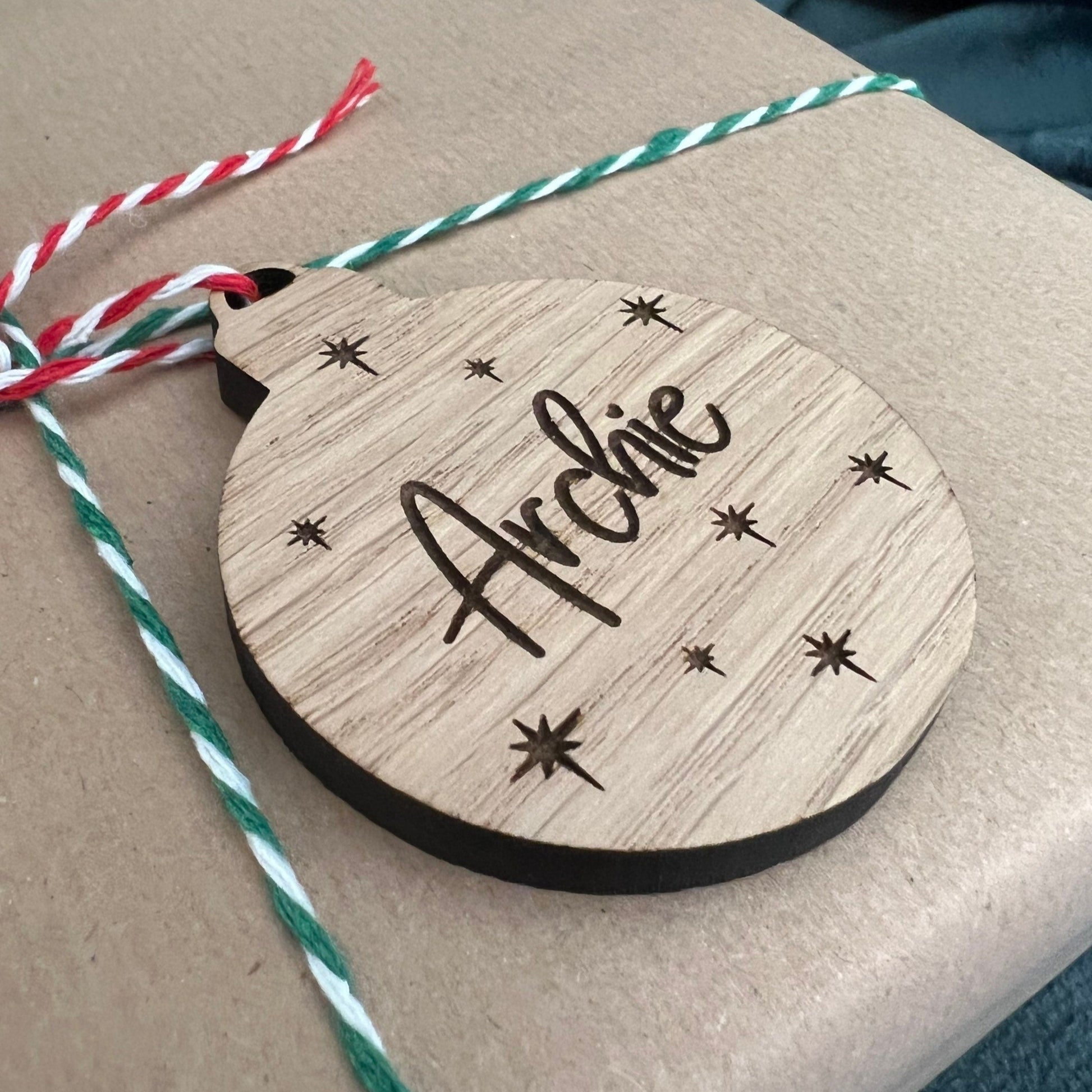 Personalised Wooden Bauble Gift Tags