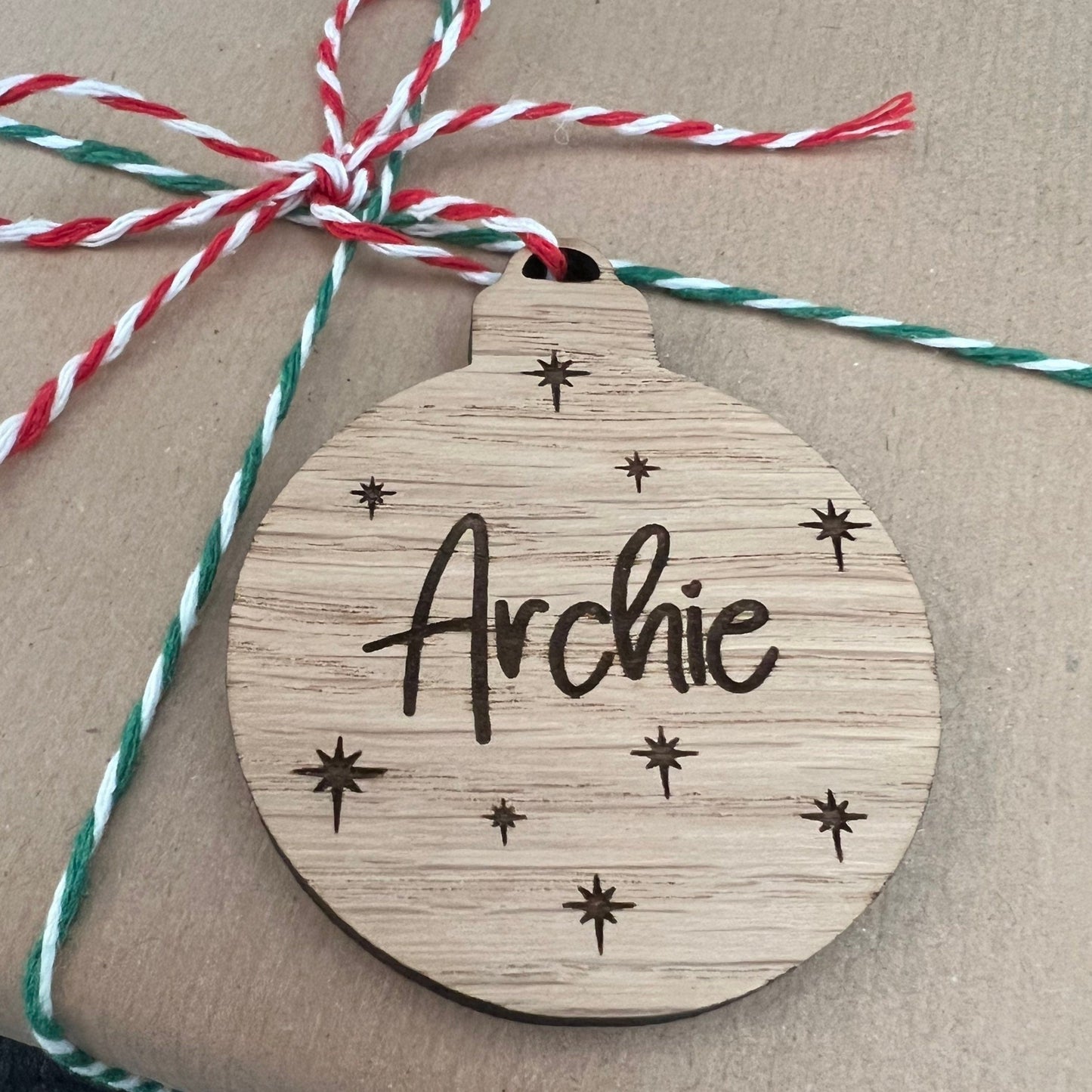 Personalised Wooden Bauble Gift Tags
