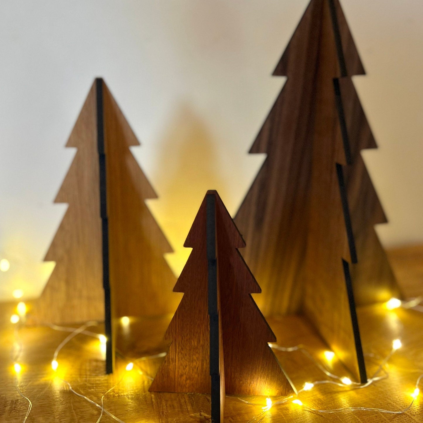 Set of Three Wooden Christmas Trees