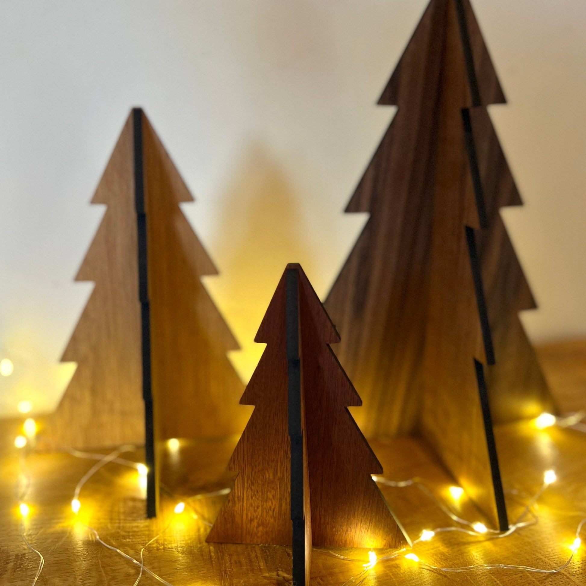 Set of Three Wooden Christmas Trees