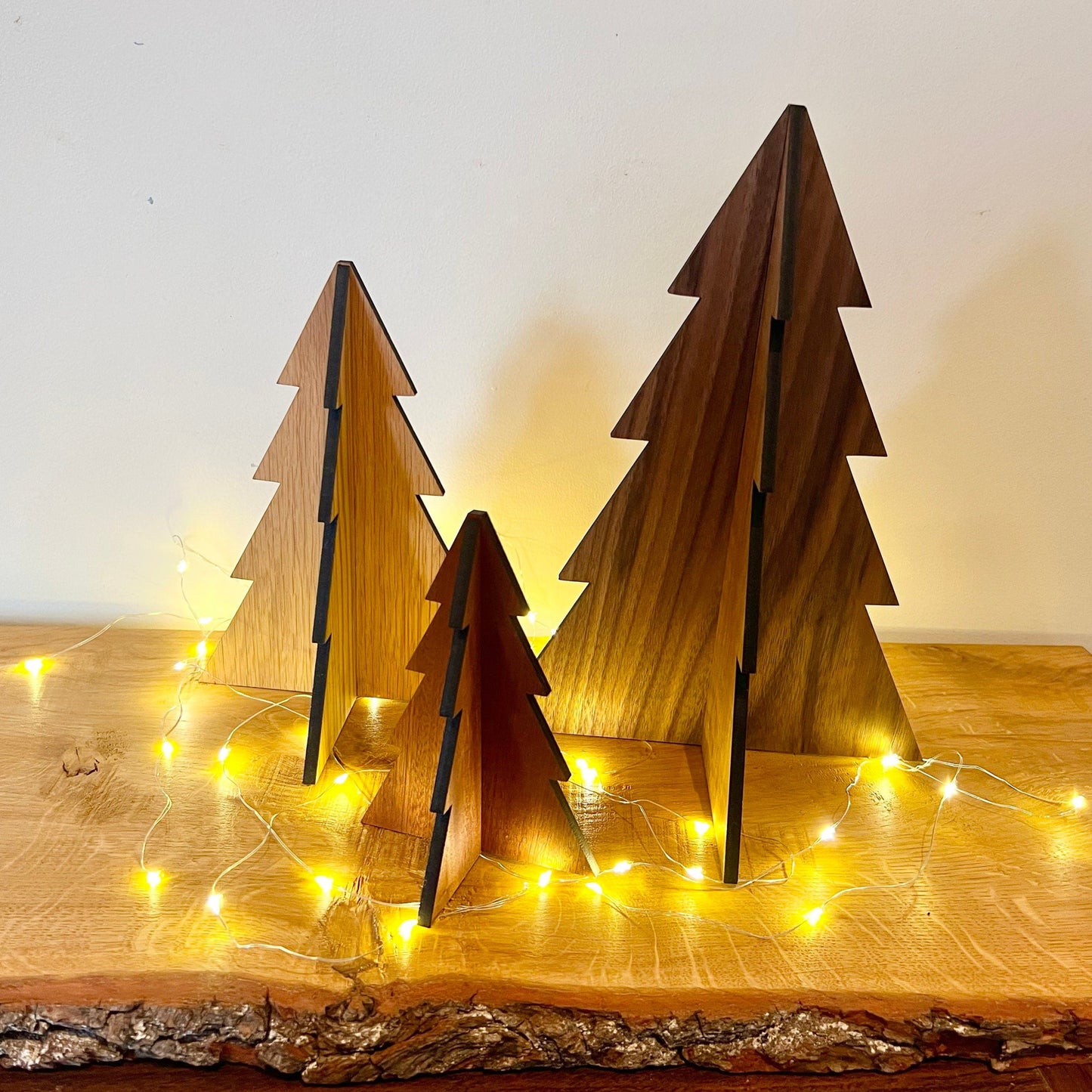 Set of Three Wooden Christmas Trees
