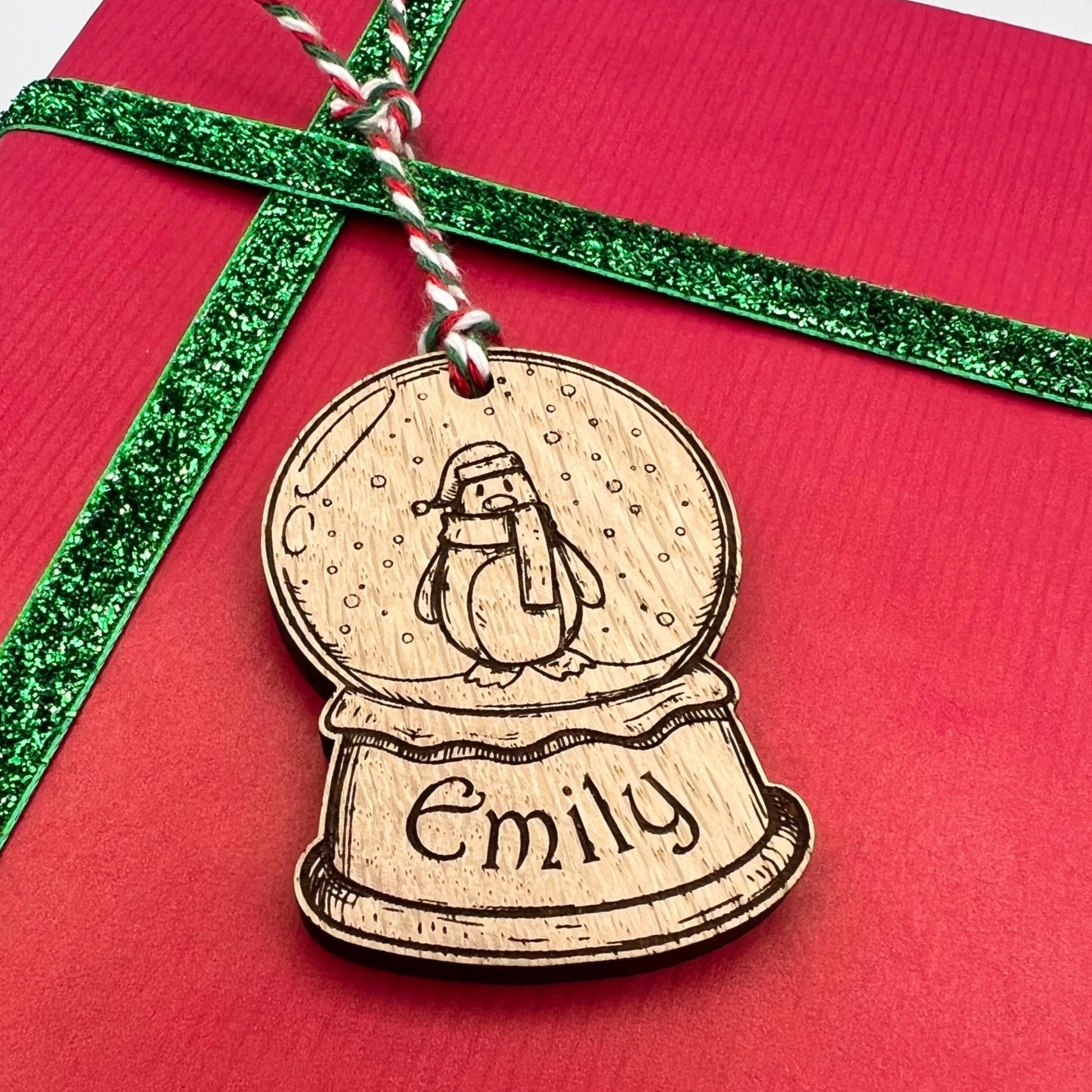 Personalised Penguin Snow Globe Gift Tags