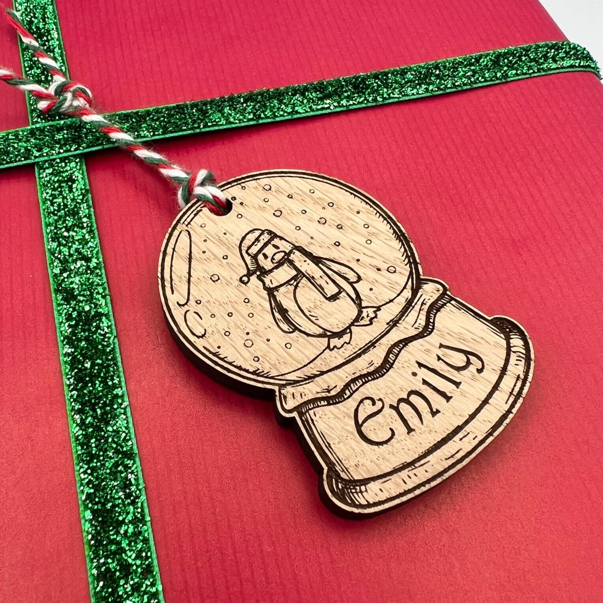 Personalised Penguin Snow Globe Gift Tags