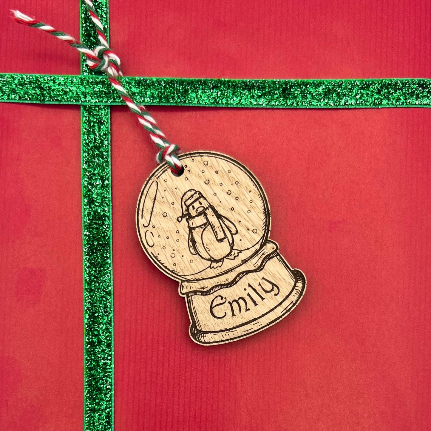 Personalised Penguin Snow Globe Gift Tags