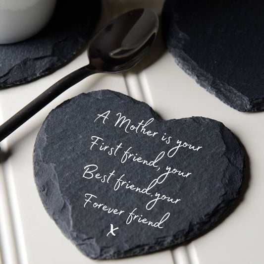 Mum Poem Heart Slate Coaster
