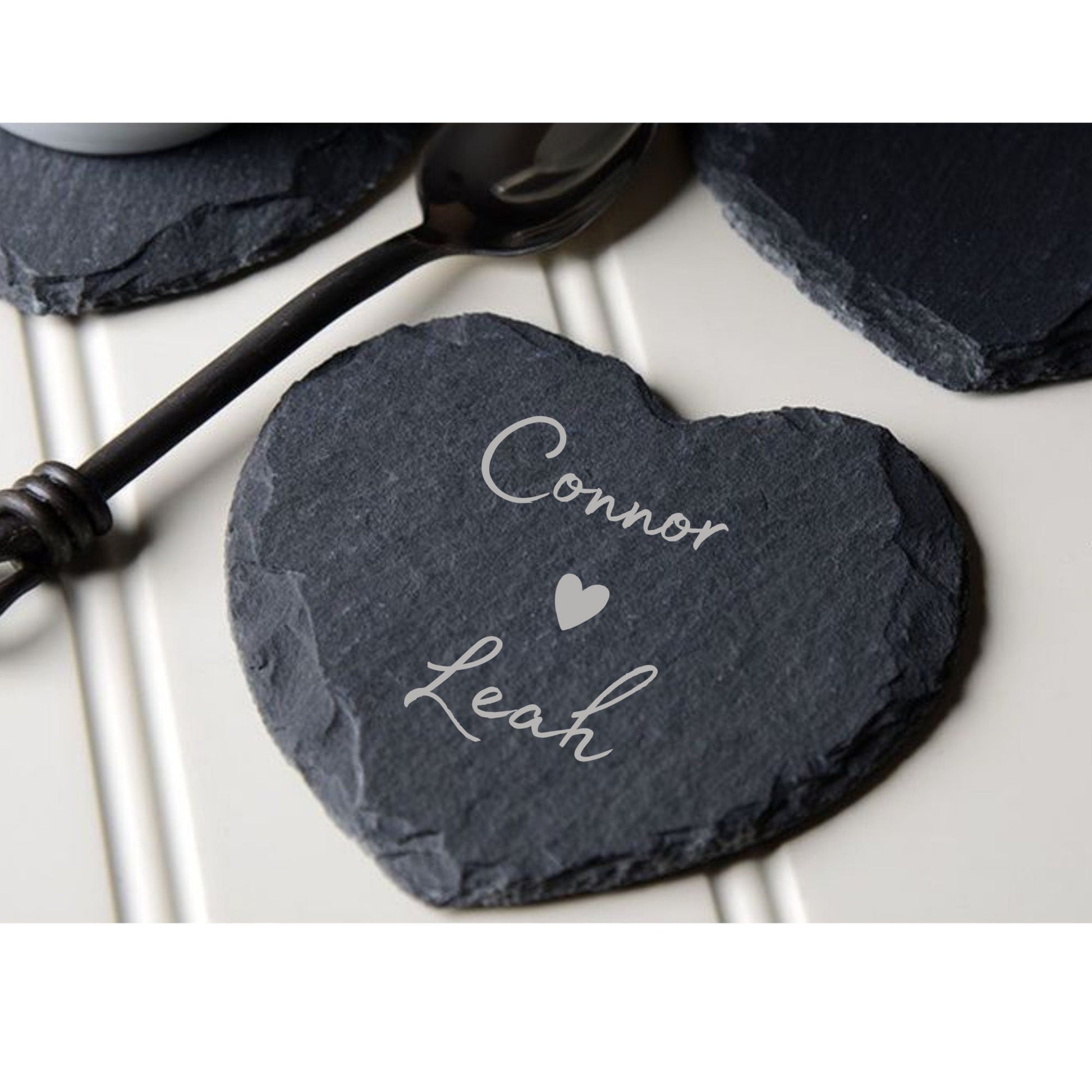 Personalised Heart Slate Coaster