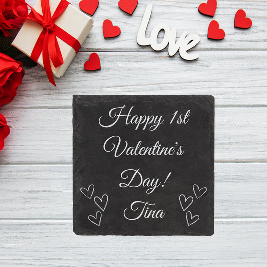 Valentine's Day Personalised Slate Coaster