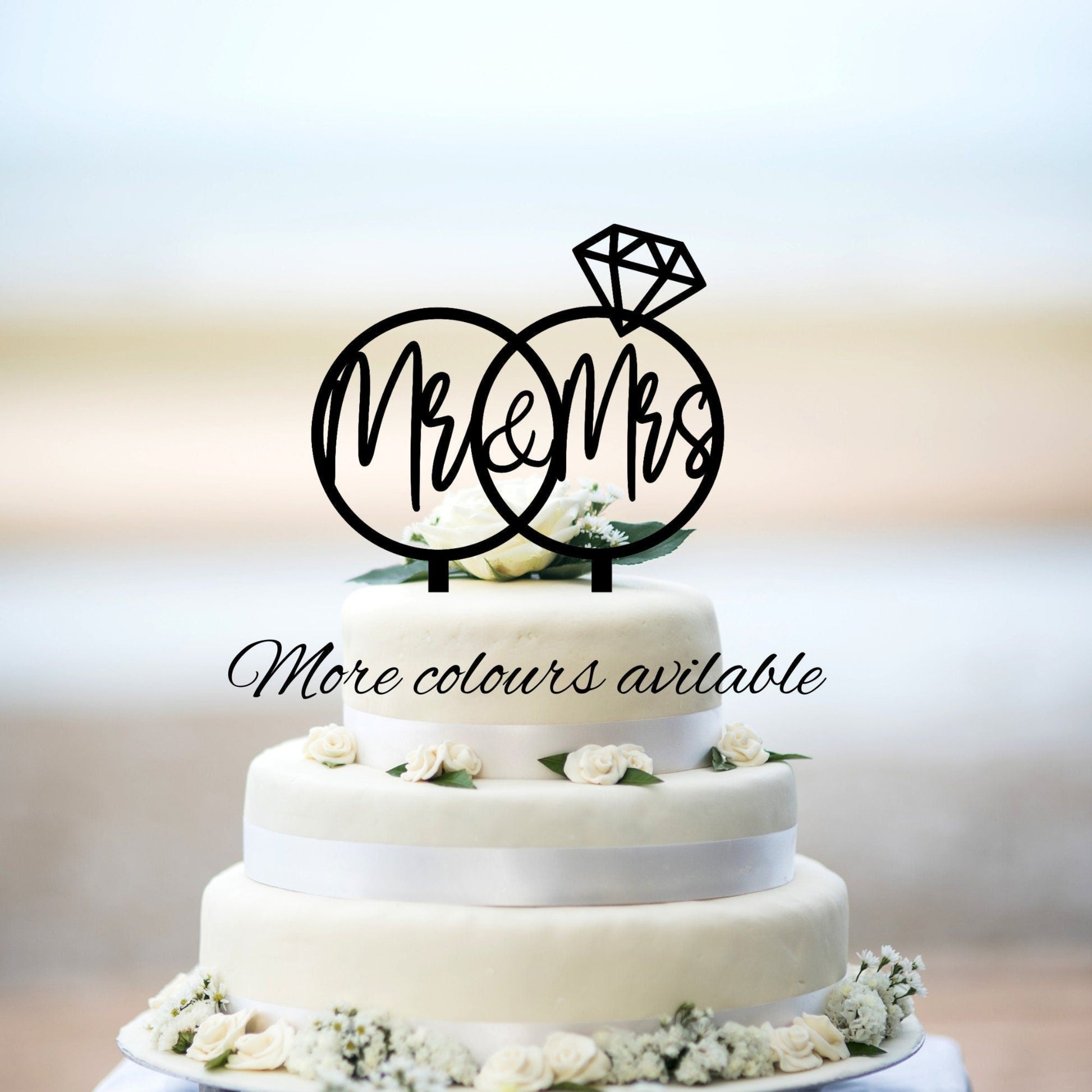 Mr & Mrs Wedding Ring Cake Topper