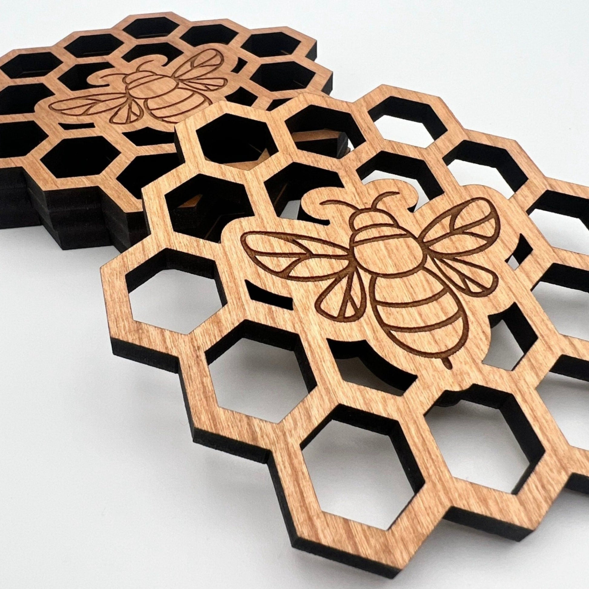 Honeycomb Bee Wooden Coasters