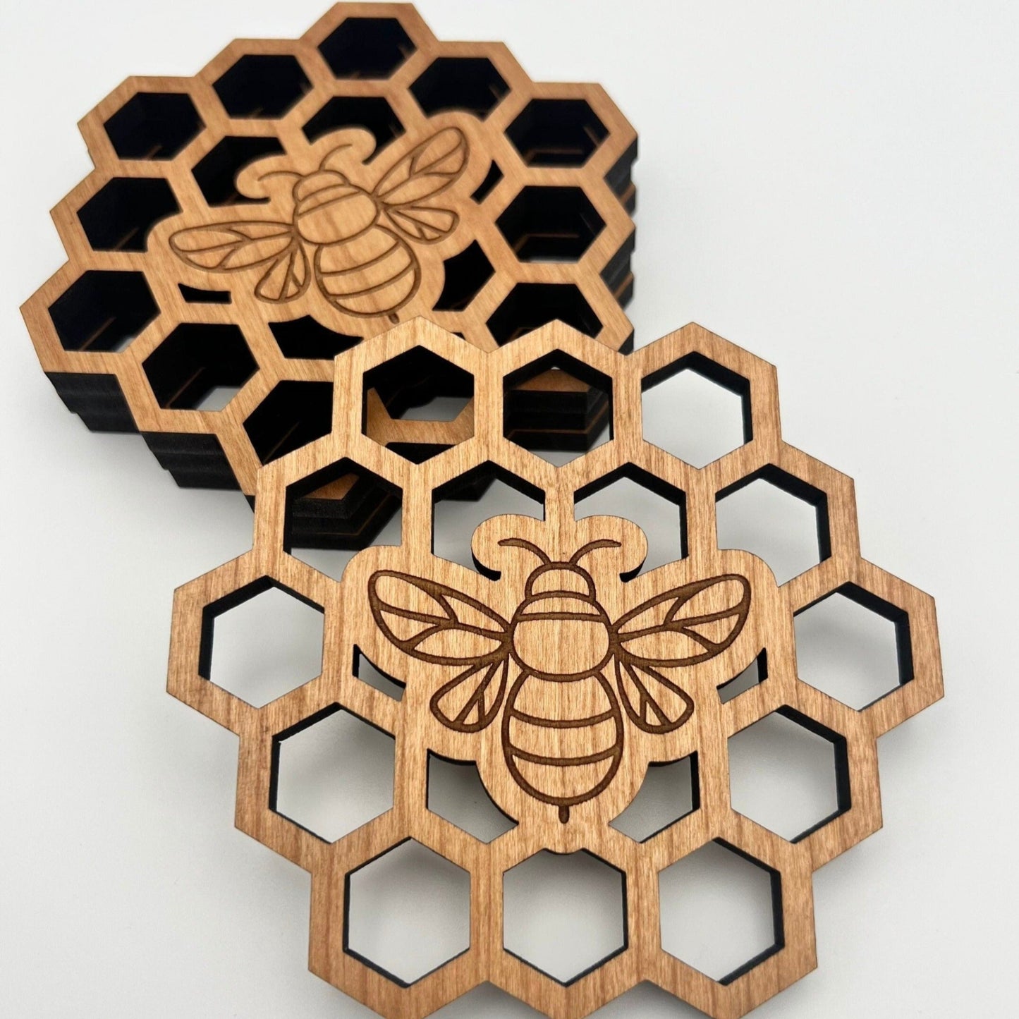 Honeycomb Bee Wooden Coasters